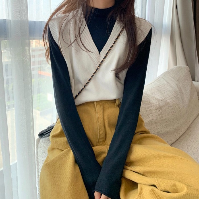 Korean Street Fashion Female - Damska kamizelka swetrowa na jesień i