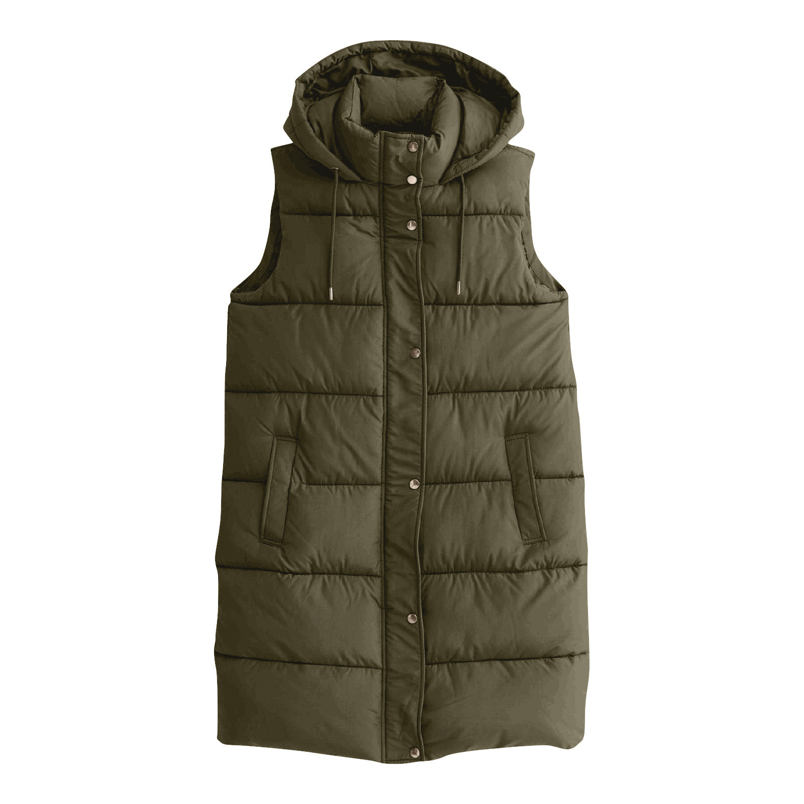 Puffer Vest Padded - Długa damska kamizelka zimowa z zamkiem