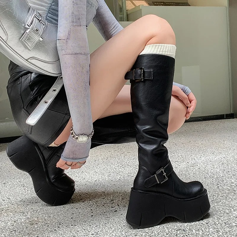 Street Fashion Style Youtube - Damskie kozaki za kolano Klasyczne czarne