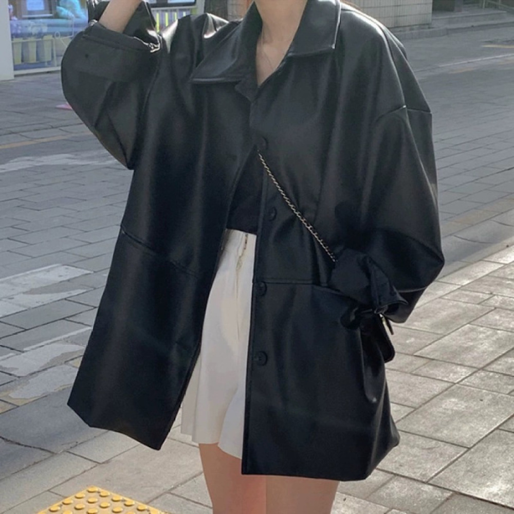 Damska kurtka ze sztucznej skó – Korean Street Fashion Female recenzja i cena