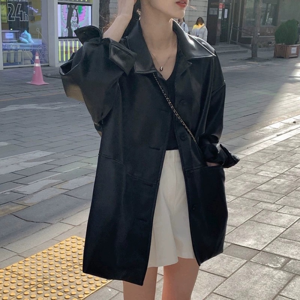 Damska kurtka ze sztucznej skó – Korean Street Fashion Female recenzja i cena