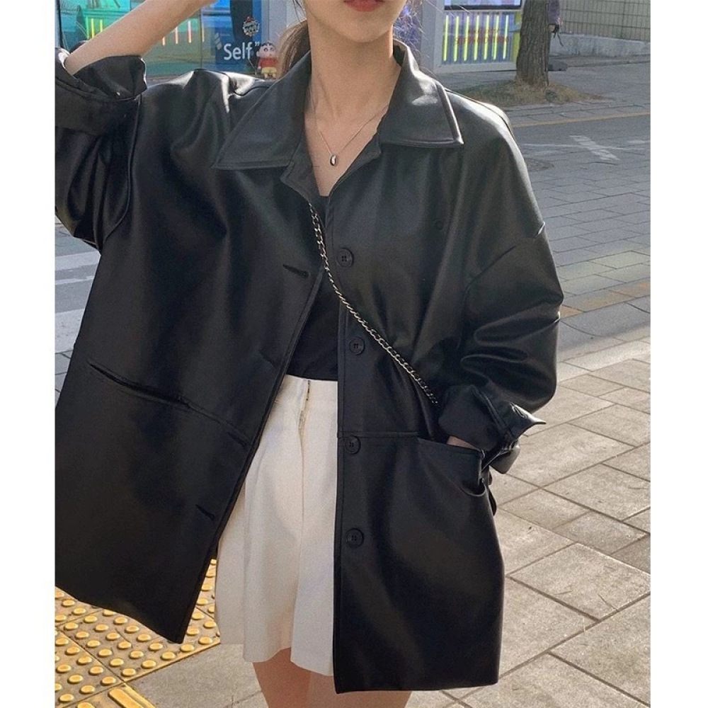 Damska kurtka ze sztucznej skó – Korean Street Fashion Female recenzja i cena
