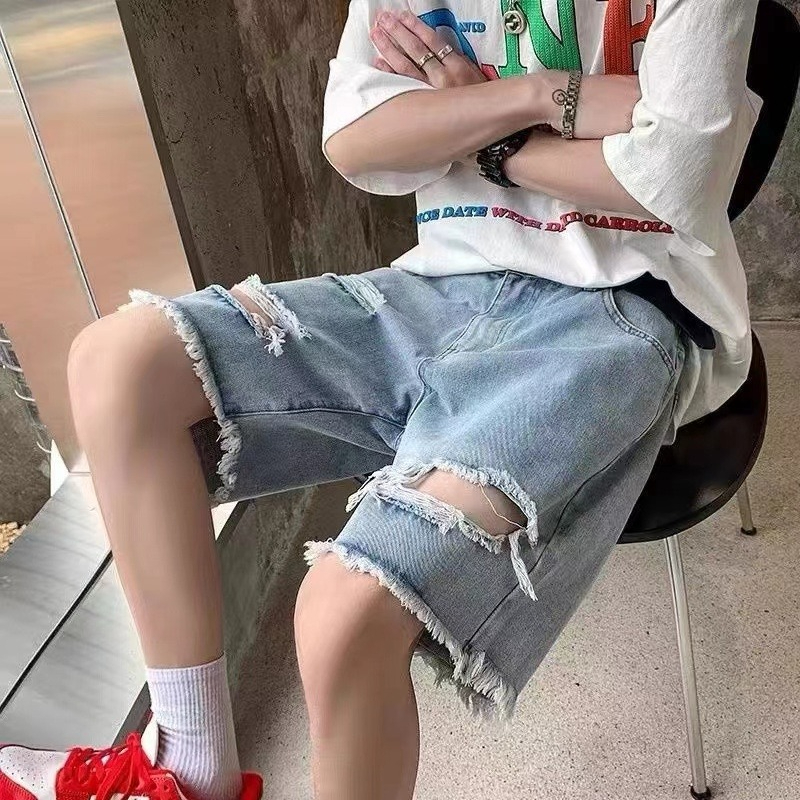 Letnie męskie szorty jeansowe  – Street Fashion Hong Kong recenzja i cena
